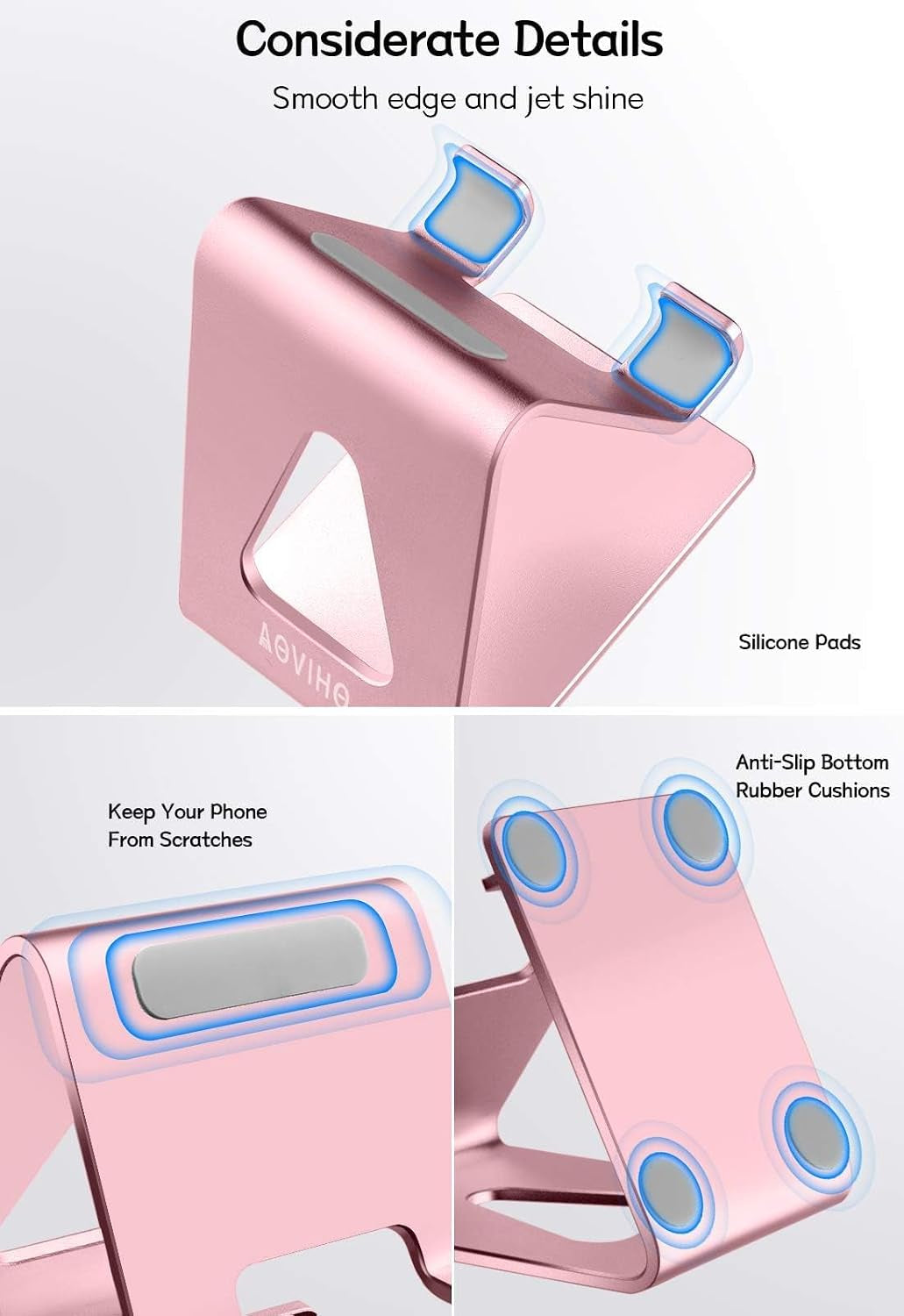 Cell Phone Stand for Desk, Aluminum Phone Holder,Pink | Built to Last, Hands-Free Viewing, Fits Iphone 17/16/15 Series & Samsung Galaxy, Ideal for Home & Office