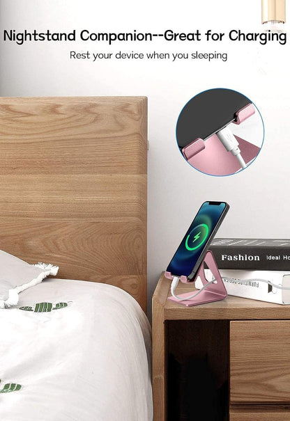Cell Phone Stand for Desk, Aluminum Phone Holder,Pink | Built to Last, Hands-Free Viewing, Fits Iphone 17/16/15 Series & Samsung Galaxy, Ideal for Home & Office