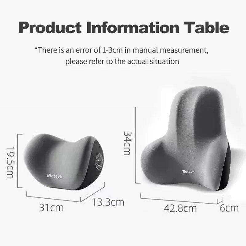 Memory Foam Headrest Lumbar Support Set Ergonomic Neck Pillow Back Cushion Car Driver Seat Comfort Breathable Polyester Fabric