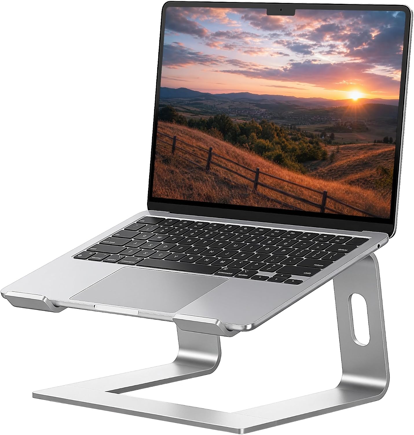 Ergonomic Aluminum Laptop Stand for Desk - Sleek Metal Computer Riser & Notebook Elevator, Portable Holder Compatible with MacBook, HP, Dell, Lenovo 10 to 15.6 Inches (Silver)