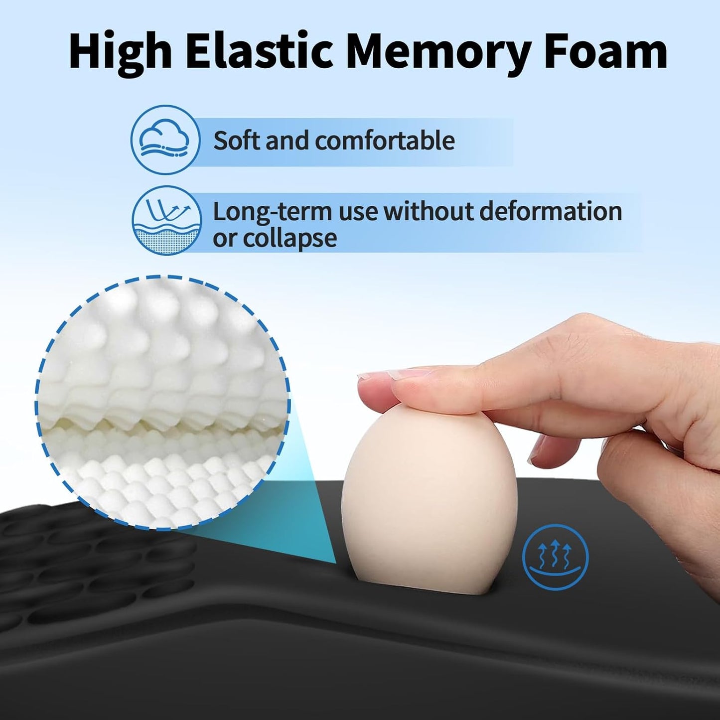 Ergonomic Mouse Pad with Wrist Rest for Carpal Tunnel Pain Relief | Memory Foam Wrist Support,Non-Slip Rubber Base, Keyboard Computer Mousepad,Lycra Cloth Surface,Gaming Home Office,Black