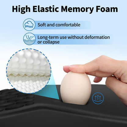 Ergonomic Mouse Pad with Wrist Rest for Carpal Tunnel Pain Relief | Memory Foam Wrist Support,Non-Slip Rubber Base, Keyboard Computer Mousepad,Lycra Cloth Surface,Gaming Home Office,Black