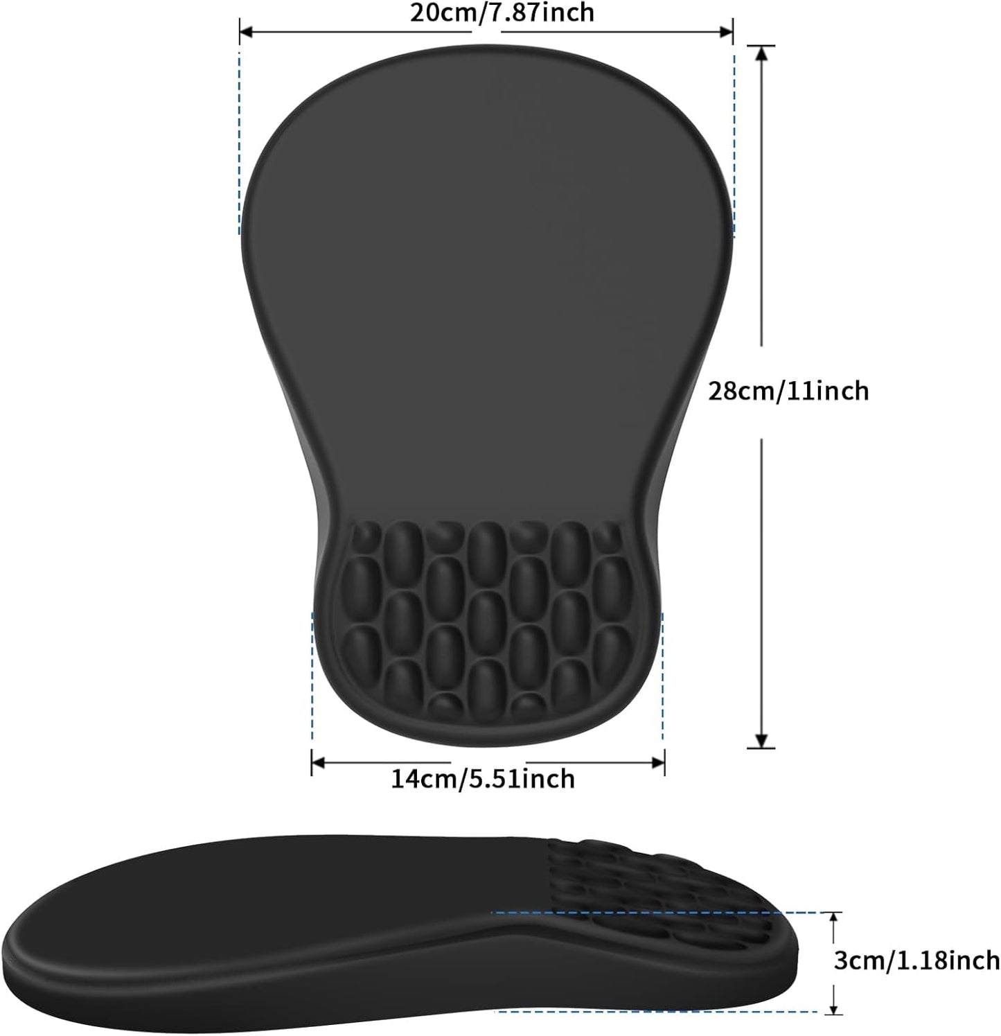 Ergonomic Mouse Pad with Wrist Rest for Carpal Tunnel Pain Relief | Memory Foam Wrist Support,Non-Slip Rubber Base, Keyboard Computer Mousepad,Lycra Cloth Surface,Gaming Home Office,Black