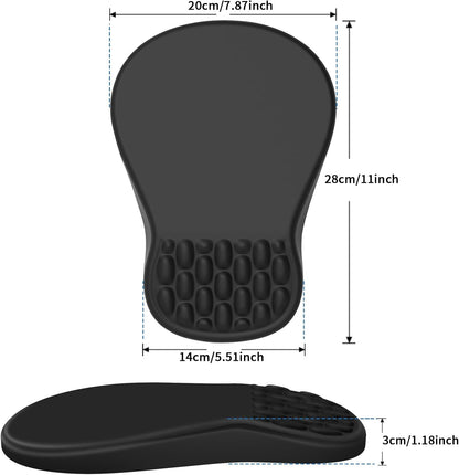Ergonomic Mouse Pad with Wrist Rest for Carpal Tunnel Pain Relief | Memory Foam Wrist Support,Non-Slip Rubber Base, Keyboard Computer Mousepad,Lycra Cloth Surface,Gaming Home Office,Black