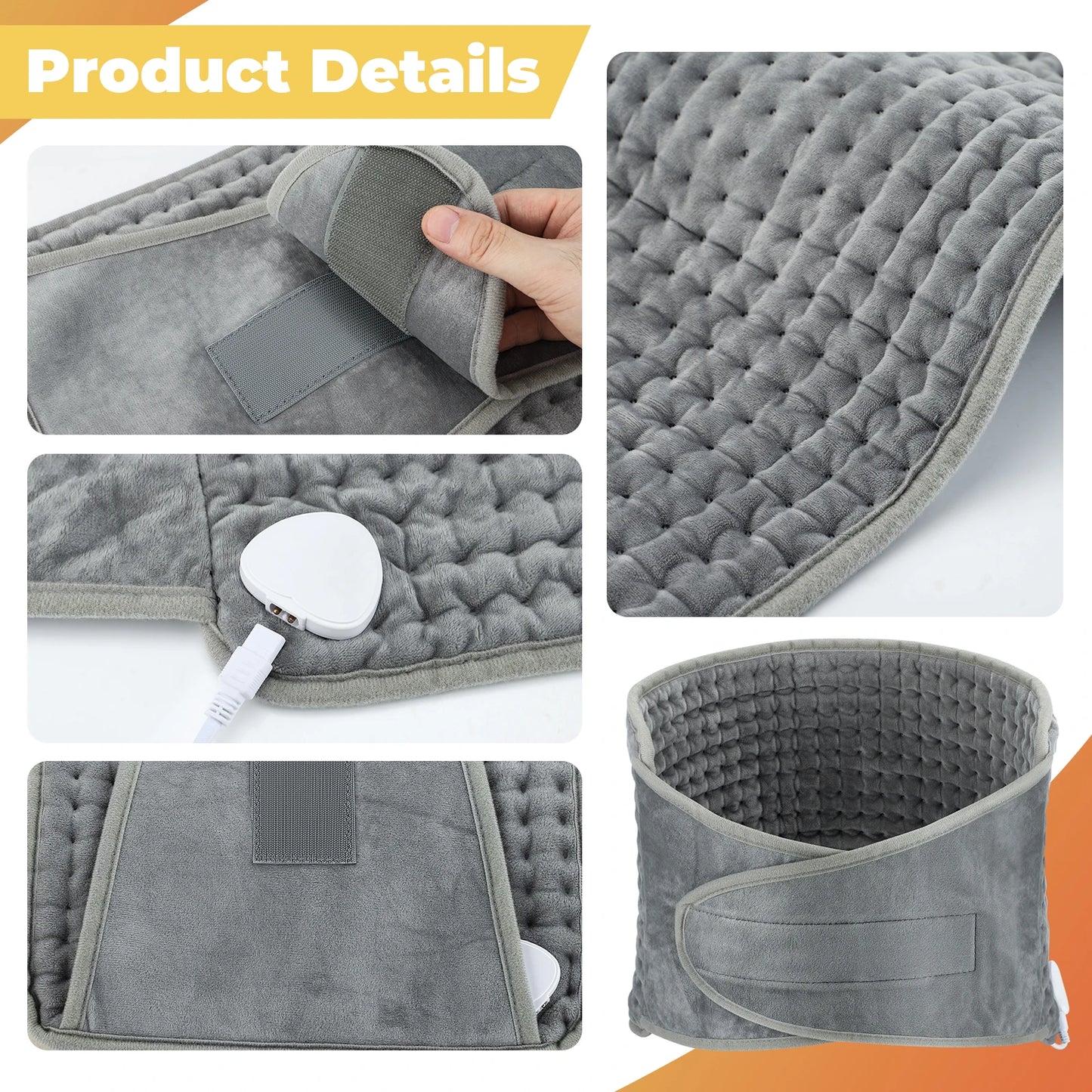 Back Heating Support Belt Electric Waist Brace with Adjustable Temperature Warm Back Belt Abdomen Warmer Lumbar Support Pad