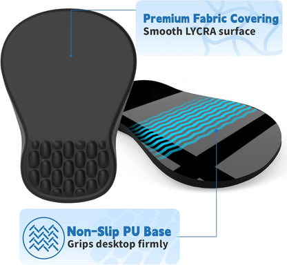 Ergonomic Mouse Pad with Wrist Rest for Carpal Tunnel Pain Relief | Memory Foam Wrist Support,Non-Slip Rubber Base, Keyboard Computer Mousepad,Lycra Cloth Surface,Gaming Home Office,Black