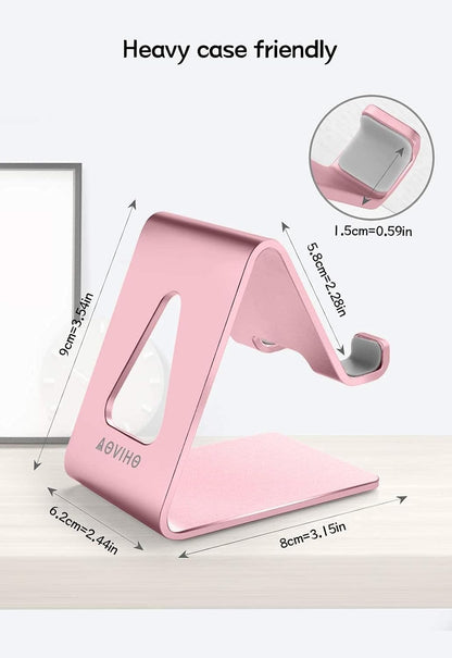 Cell Phone Stand for Desk, Aluminum Phone Holder,Pink | Built to Last, Hands-Free Viewing, Fits Iphone 17/16/15 Series & Samsung Galaxy, Ideal for Home & Office