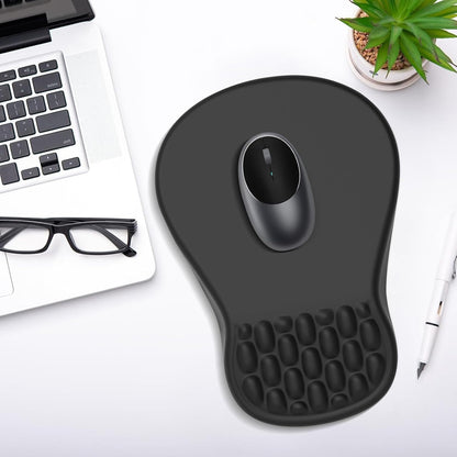 Ergonomic Mouse Pad with Wrist Rest for Carpal Tunnel Pain Relief | Memory Foam Wrist Support,Non-Slip Rubber Base, Keyboard Computer Mousepad,Lycra Cloth Surface,Gaming Home Office,Black