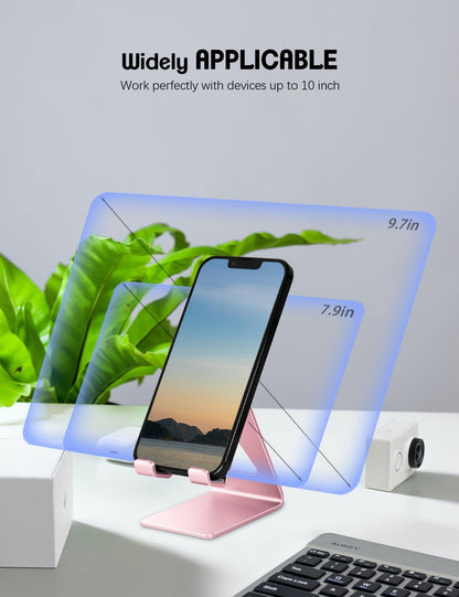 Cell Phone Stand for Desk, Aluminum Phone Holder,Pink | Built to Last, Hands-Free Viewing, Fits Iphone 17/16/15 Series & Samsung Galaxy, Ideal for Home & Office
